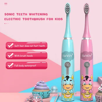 Sonic Elektrický zubní Kartáček pro Děti Napájen Baterií Vodotěsné Bělení zubů kartáč s zubní Kartáček Hlavy