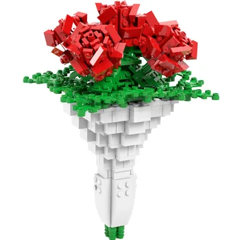 DIY Kytice Růže Nesmrtelné Květinové Aranžmá Stavební Blok Dospělé Ženské Ozdoby Vzdělávací Hračky Den svatého Valentýna Dárek