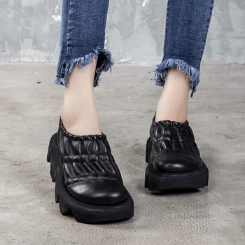 VALLU Dámské boty kožené 2020 jaře single boty kožené boty na platformě muffin dámské boty low-top boty