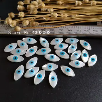 10pcs/lot 8x16mm Přírodní Modré Oko Zlé, Matka Pearl shell pro DIY Šperky Marquise Řezané MOP Pearl Shell Korálky