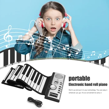 61 Kláves Ruku Roll Up Piano Přenosné Skládací Elektronické Varhany, Klávesové Nástroje pro Děti, Začátečníky Přenosný Hudební Prvek