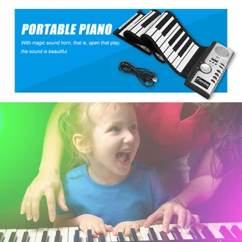 61 Kláves Ruku Roll Up Piano Přenosné Skládací Elektronické Varhany, Klávesové Nástroje pro Děti, Začátečníky Přenosný Hudební Prvek