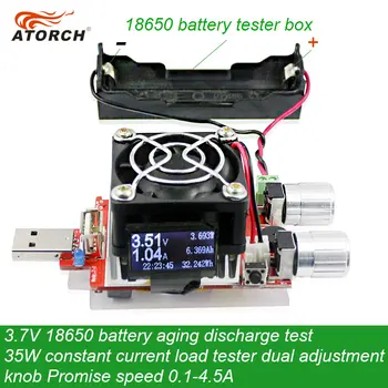 ATORCH 3.7 V 18650 Baterie Stárnutí Výboj Test 35W Konstantní Proud Duální Nastavitelné Knoflíkem Zatížení Tester DC USB Tester 0.1-4.5 A