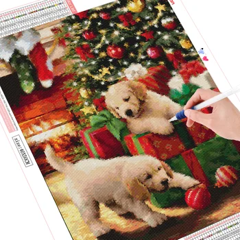HUACAN 5D Diamond Malování Pes Zvíře Plné Náměstí Diamond Výšivky Cross Stitch Vánoční Dekorace Pro Domov