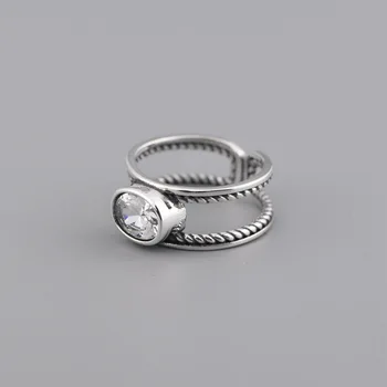 BALMORA Čisté 925 Sterling Silver Otevřít Nastavitelné Kroužky Pro Ženy, Dívky, Stohovatelné Široké Kroužky Konopí Lano, Prsten, Šperky, Dárky