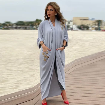 Kaftan Abaya Dubaj, Turecko Hidžáb Muslimské Módní Kimono Cardigan Mujer Kaftan Islámu Abayas Pro Ženy, Americké Oblečení Robe Femme