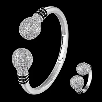 Zlxgirl módní muži mikro pave nastavení zirkony tvaru koule náramek s prsten šperky set nejlepších mužů je nový rok, pár dárků