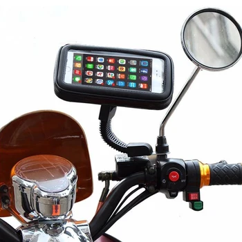Motocykl Telefon Držák Stojan Moto Kolo zpětné Zrcátko Podpora pro iphone Samsung Motorka Telefon Bag Vodotěsné Pouzdro