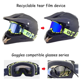 Motokrosové Brýle Dirtbike ATV Motocykl Anti-UV Motocykl Lyžařské Brýle Anti-Slip Popruh Nos Kryt Fit sluneční Brýle A Přilbu