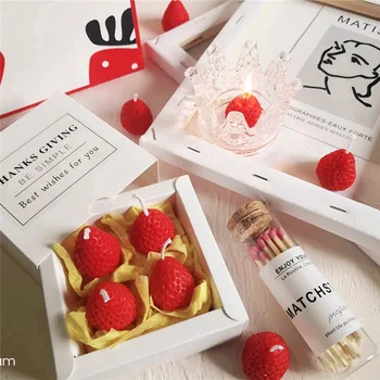 4ks/box Ovoce Svíčka Vonná Svíčka Valentine Den Dar, Strana, Ornament, Domácí Dekorace Kreativní Jahodové Svíčky
