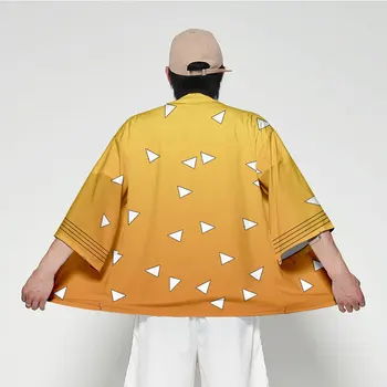 Anime Demon Slayer Kimetsu Č. Yaiba Japonské Kimono Muži Svetr Tričko Yukata Muži Haori Obi Oblečení Cosplay Kostým Samuraje