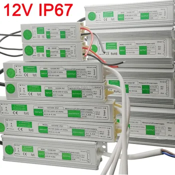 DC12V IP67 Vodotěsné Venkovní LED Ovladač Osvětlení, Transformátory Napájení 10W 15W 20W 25W 30W 45W 50W 60W 80W 100W 120W 150W
