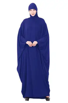 Džilbáb Abaya Muslimské Hidžáb Modlitba Šaty Islámského Farasha Maxi Kaftan Ženy Župan Plná Barva Volné Bat Rukáv Šaty Bohoslužby