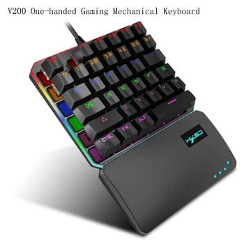 HXSJ V200 jednou rukou herní mechanické klávesnice 35 klíče RGB Duha Podsvícená klávesnice profesionální klávesnice pro telefon Hry