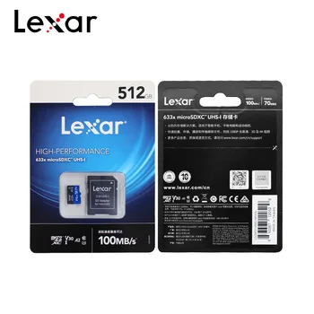 Lexar 512 GB Micro SD Karta, Vysoký Výkon 633x microSDXC USH-I TF Karty Až do 100 MB/s Paměťová Karta A2 U3 V30 C10 Flash Karty