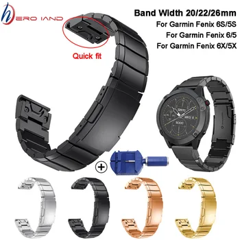 26 22 20 MM Watchband Řemínek pro Garmin Fenix 6X 6S 6 Pro 5X 5 5S 3 3HOD Hodinky rychloupínací pásy Nerezové oceli náramek Popruh