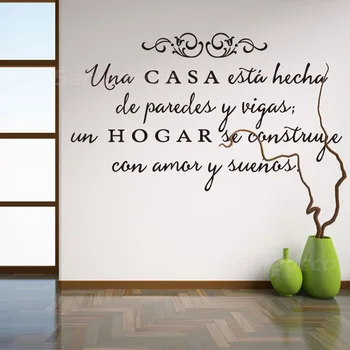 Vinylové Samolepky na Zeď španělské Citace Wall Art Obtisky Una Casa Home Dekor Tapety pro Obývací Pokoj domácí Dekorace Plakát