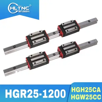 25MM LINEÁRNÍ kolejnice HGR25-1200 mm 2 ks +4 ks Čtvercový typ přepravy ložisko blok HGH25CA/HGW25CC PRO CNC