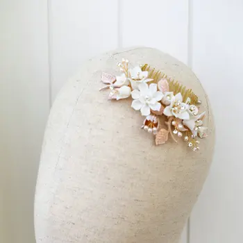 Elegantní Keramika Květina Nevěsta Vlasy Hřeben Nádherné Svatební Vlasy Hřeben Vlasové Doplňky