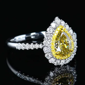 ČERNÝ ANDĚL Luxusní Kapka Vody ve Tvaru Citrín Prsteny Pro Ženy Žlutý Drahokam Nastavitelný Prst Prsten Svatební 925 Stříbrné Šperky