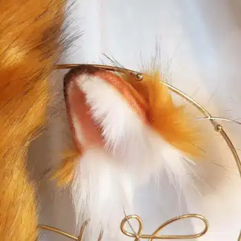 Nová Oranžová Kočka Anime simulace zvíře ucho zvíře ocas, vlk, kočka ucho ucho fox ucho vlasy hoop vlastní COSPLA