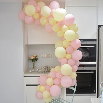 131pcs DIY Macaron Dětská Růžová Žlutý Balónek Pastelové Latexové Balónky Arch Miminko Romantické Svatební 1st Birthday Party Dodávky