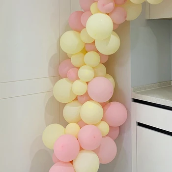 131pcs DIY Macaron Dětská Růžová Žlutý Balónek Pastelové Latexové Balónky Arch Miminko Romantické Svatební 1st Birthday Party Dodávky