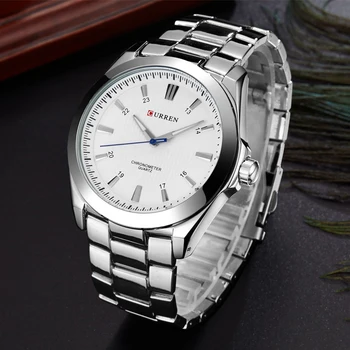 CURREN Hodinky Top Značky Luxusní Klasické Obchodní Quartz Muži Náramkové hodinky z Nerezové Oceli Kapela Mužské Hodiny Montre Homme Relojes