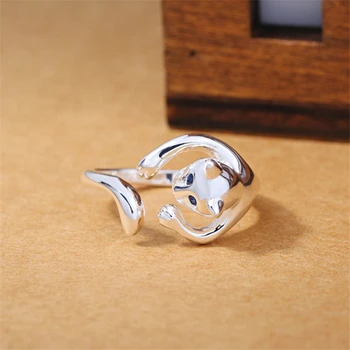 Hot prodej nových příjezdu roztomilé zvíře kočka kočička modré oči nastavitelný prsteny pro ženy pusscat kousek prstu prsteny KJZ0035