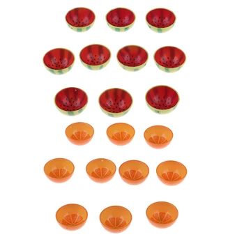20 Ks 1/6 Miniaturní Nádobí Meloun Oranžové Tištěné Miska Model pro Domeček pro panenky Jídelní Stůl/ Stolek Dekorace