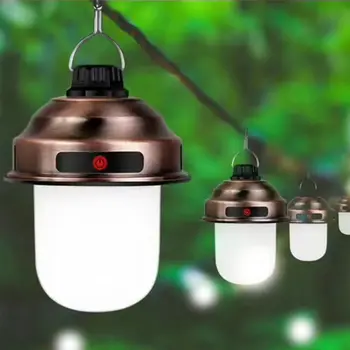 Závěsné Retro Stan Světla LED Camping Lantern Dobíjecí Mini Svítilna pro Hurricane Nouzové Venkovní pěší Turistika Domů a Auto L