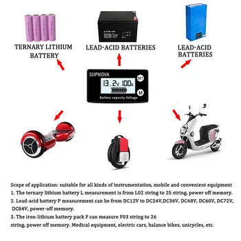 LCD Kapacita Baterie Monitor Ukazatel Metr Olověné Lithium LiFePO4 Auto, Motocykl Voltmetr Měřidlo DC 8V-100V