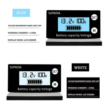 LCD Kapacita Baterie Monitor Ukazatel Metr Olověné Lithium LiFePO4 Auto, Motocykl Voltmetr Měřidlo DC 8V-100V