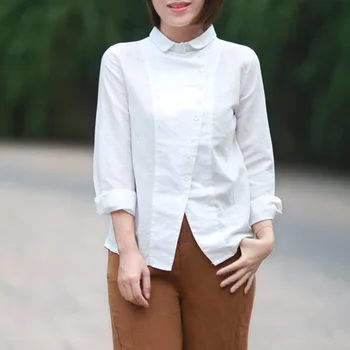 Horké jaro 2018 módní ženy halenka bavlna povlečení blusas mujer roupa vintage top femme tlačítko košile korejský styl horní