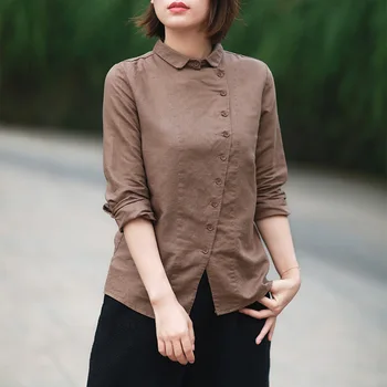Horké jaro 2018 módní ženy halenka bavlna povlečení blusas mujer roupa vintage top femme tlačítko košile korejský styl horní
