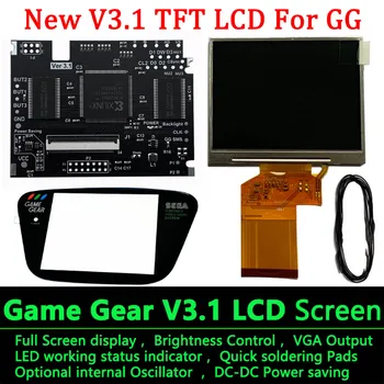 Full Screen TFT V3.1 LCD Sady Pro SEGA Game Gear Vysoký světelný Jas V3.1 Podsvícení LCD Displej s VGA pro SEGA Hry GG