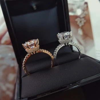 Původní příjezdu real 925 Sterling Silver Prst Prsten, módní slib solitaire Prsten pro Ženy Šperky Zásnubní R4584S