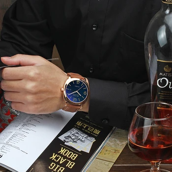 Rose Gold Hodinky Muži 2017 Luxusní Značky Pánské Quartz Hodiny Datum Budík Muž Vojenské Kožené Ležérní Vodotěsné Sportovní Náramkové hodinky