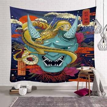 Japonské Psychedelické Ukiyo-e Gobelín Zdi Visí Statek Koleji Dekor Barevné Ryby Zdi Gobelín Tenké Plážový Ručník Přehoz