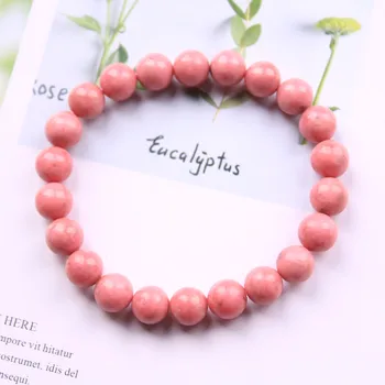 Přírodní drahokam pink roseglow crystal náramek, přírodní kámen korálek energetický náramek, dámy čakra šperky dárek
