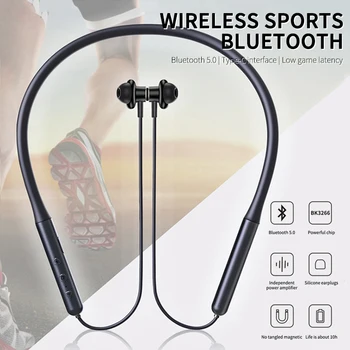 Nové Bluetooth 5.0 Bezdrátové Sportovní Sluchátka Stereo Subwoofer Visí Na Krku Visí Kovové Magnetické Bluetooth Sluchátka