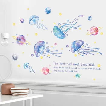 Vícebarevná Hvězdnou Oblohu Medúzy Samolepky na Zeď pro dětský pokoj Ložnice, dětského pokoje Zeď Dekor Koupelna Vodotěsné Zeď Obtisk Home Decor
