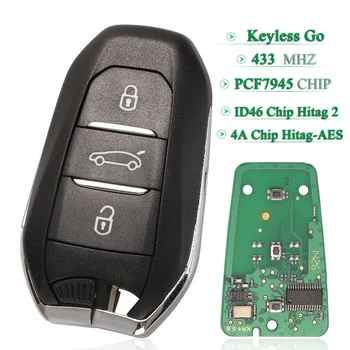 Bilchave Keyless Go 433Mhz Dálkový ovladač Smart Auto Klíče Pro Citroen C4 C4L DS4 DS5 ID46 Hitag2 Peugeot 4A Hitag-AES S HU83 Čepel