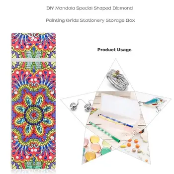 ALLOYSEED DIY Mandala Speciální Diamantový Malování 2 Rošty Psací Pera, Šperky Úložný Box Vánoce Dítě Dárek penál