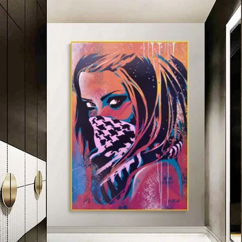Moderní Cool Girl Plakát Graffiti Umění Malířské Plátno Umění Zdi Portrét Obraz Pro Domácí Dekorace Nástěnné Dekorace, Malování