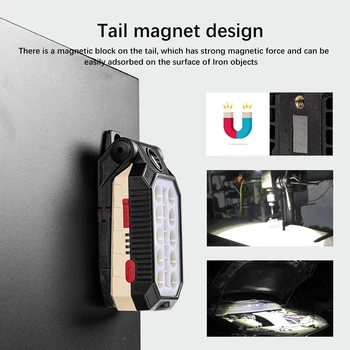 Přenosný COB Pracovní Světlo USB Dobíjecí LED Svítilna Nastavitelný Vodotěsné Camping Lantern Magnet Design s Zobrazení Výkonu