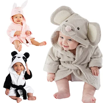Novorozené Dítě Batole Děti Župany Roztomilý Myš, Panda, Králík Plná Barva krajky Kožešiny Teplé Župany noční úbory Župan Kostým Koupání