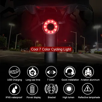Kolo Zadní Světlo Barevné USB Dobíjecí Kolo Světla Ultra Jasné zadní Světlo Cyklistika Bezpečnost Varování zadní Světlo Blesku Lampa