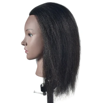 Afro Figuríně Hlavu, Pravé Vlasy, Kadeřník Školení Vedoucí Kosmetologie Figuríny Panenka Hlavy (Tabulka Svorku Stojan Součástí Balení)