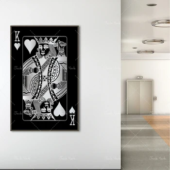 Abstraktní zlaté a stříbrné hrací karty král, královna a jack hd print club bar restaurant dekorace zvracet plakát